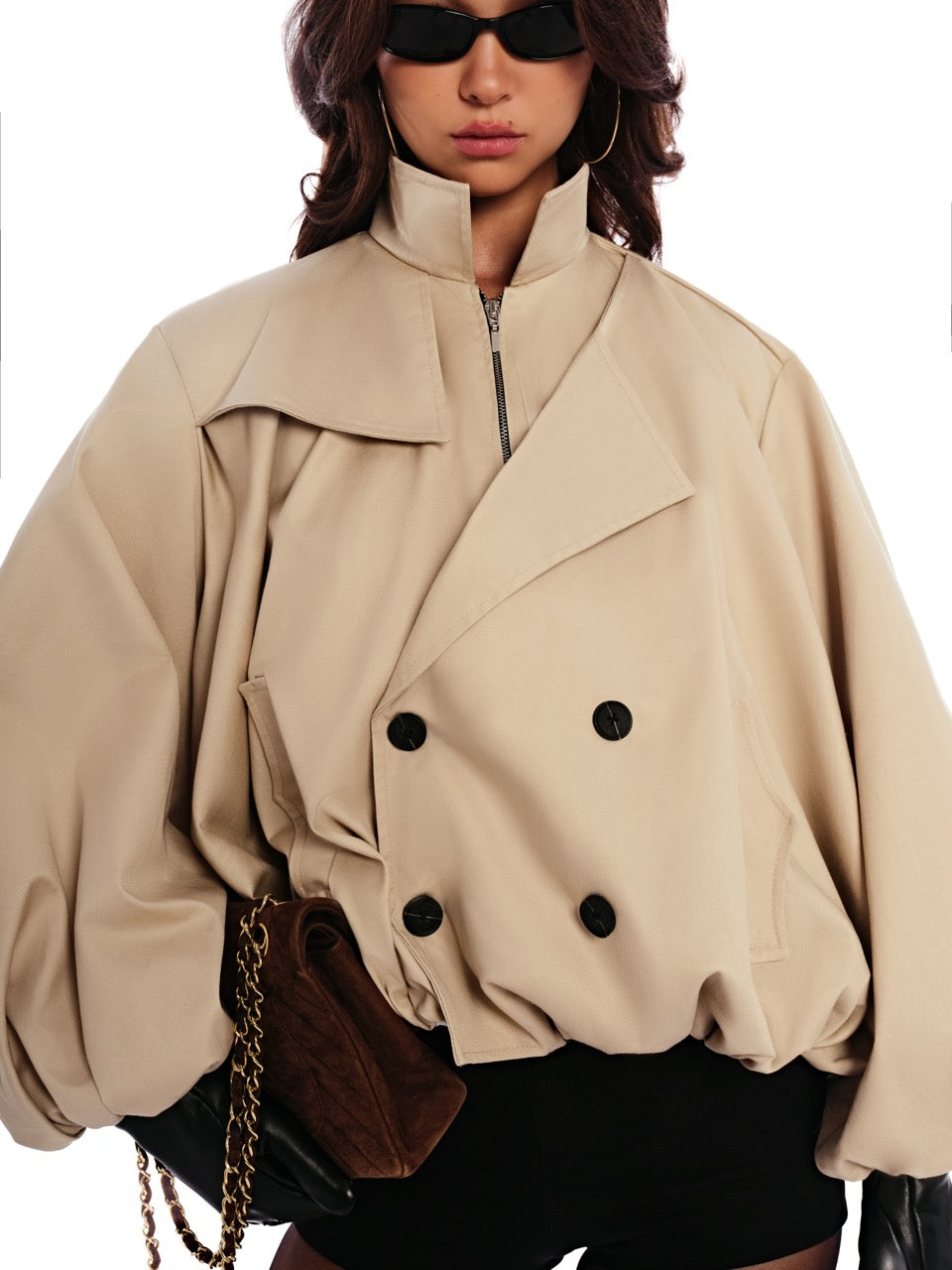 19 Balloon Sleeve Trench Jacket