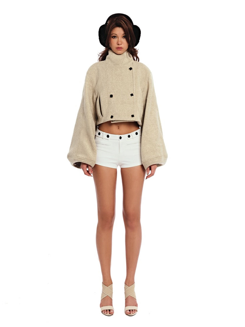 26 Cropped Funnel Neck Volume Sleeve Jacket
