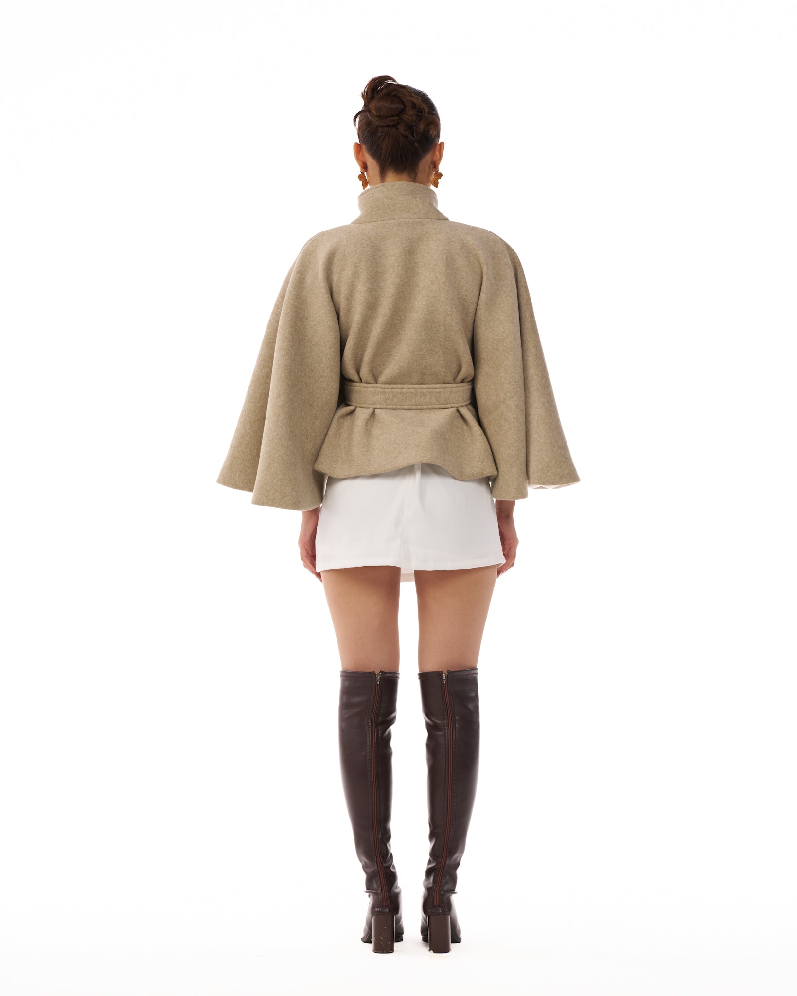 07 Beige Wide Arms Cape Jacket