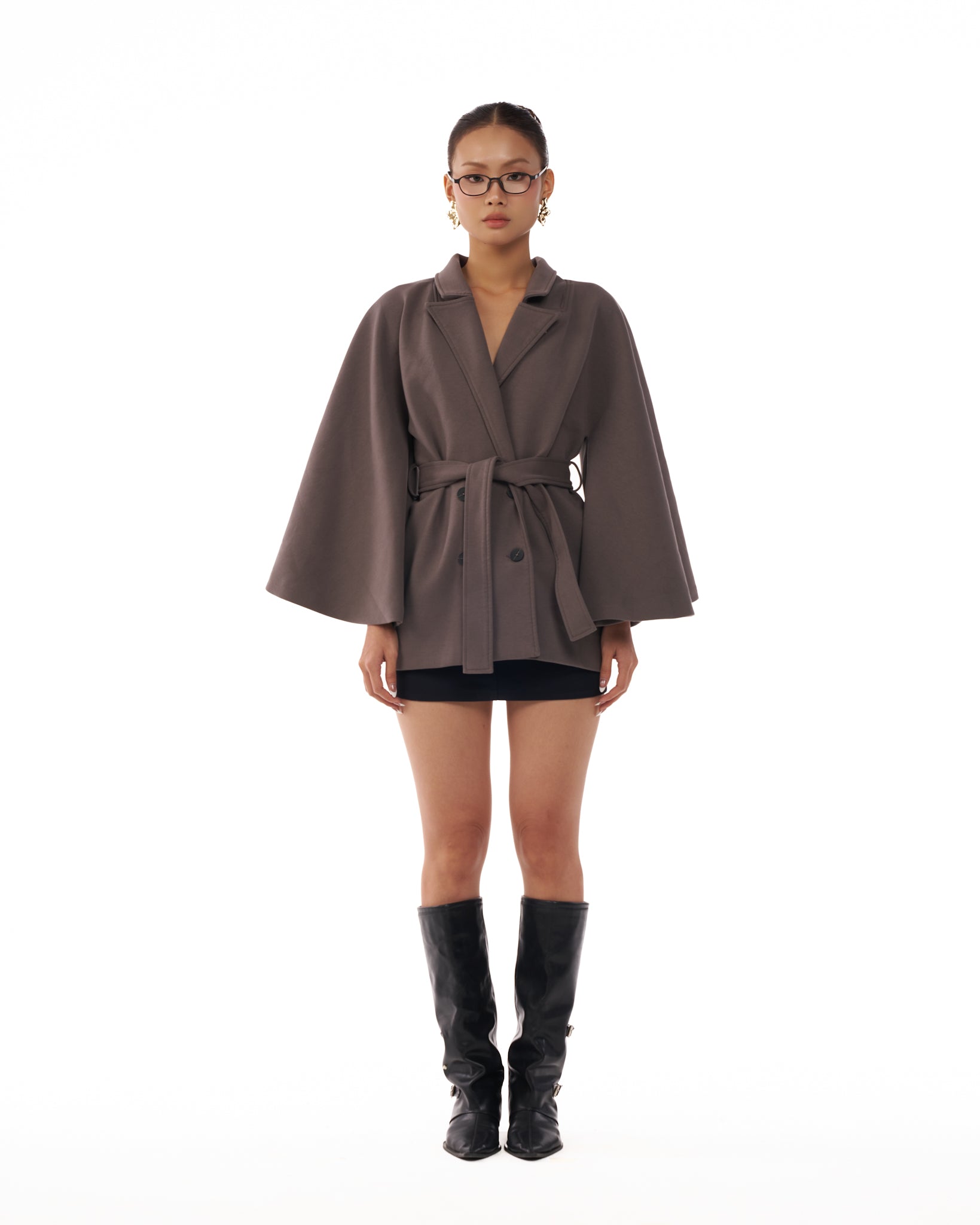 08 Grey Wide Arms Trench Jacket