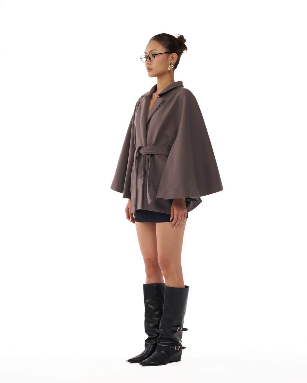 08 Grey Wide Arms Trench Jacket