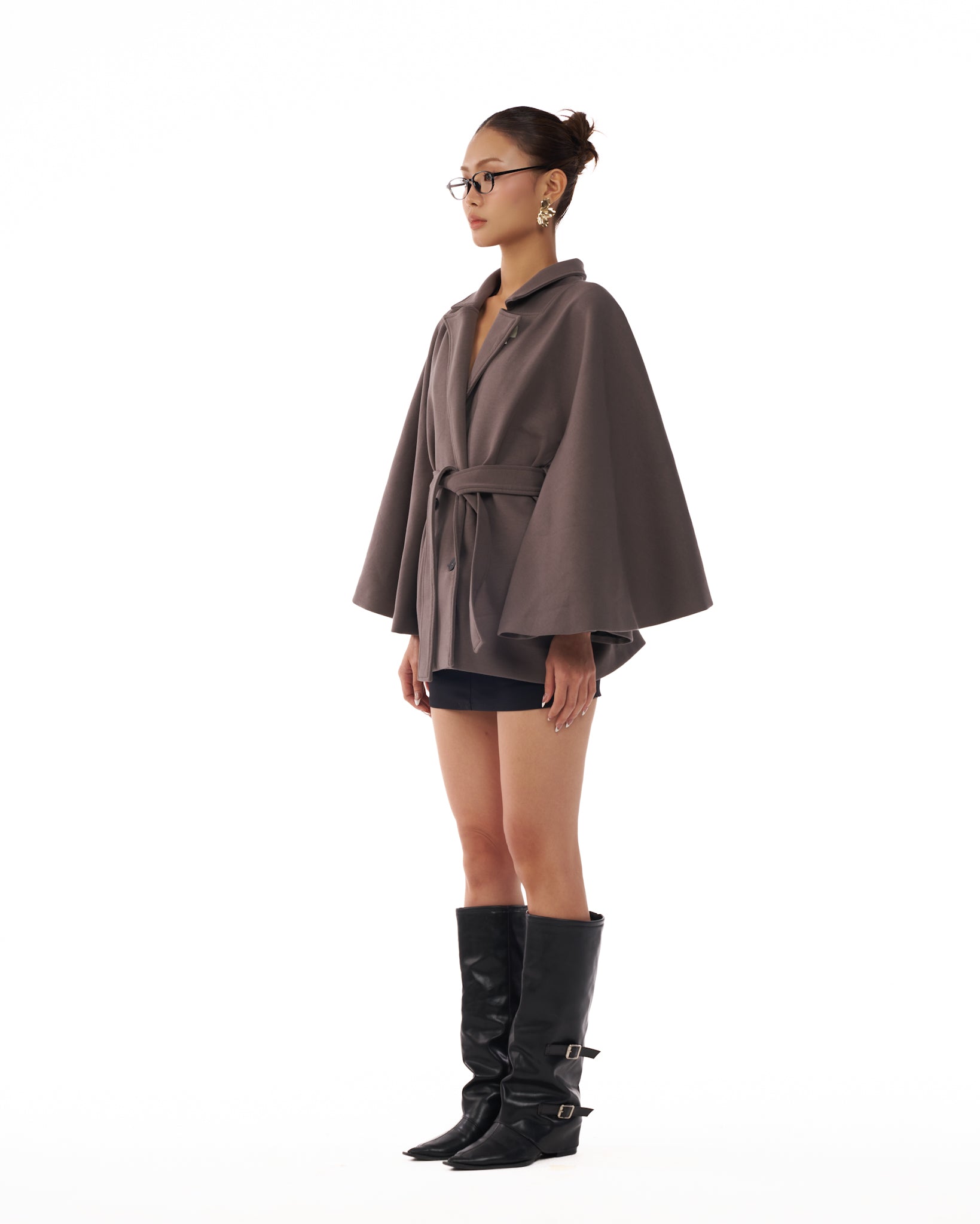 08 Grey Wide Arms Trench Jacket