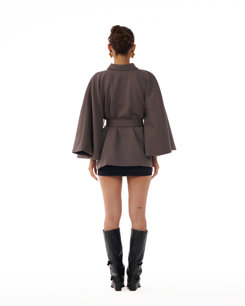 08 Grey Wide Arms Trench Jacket