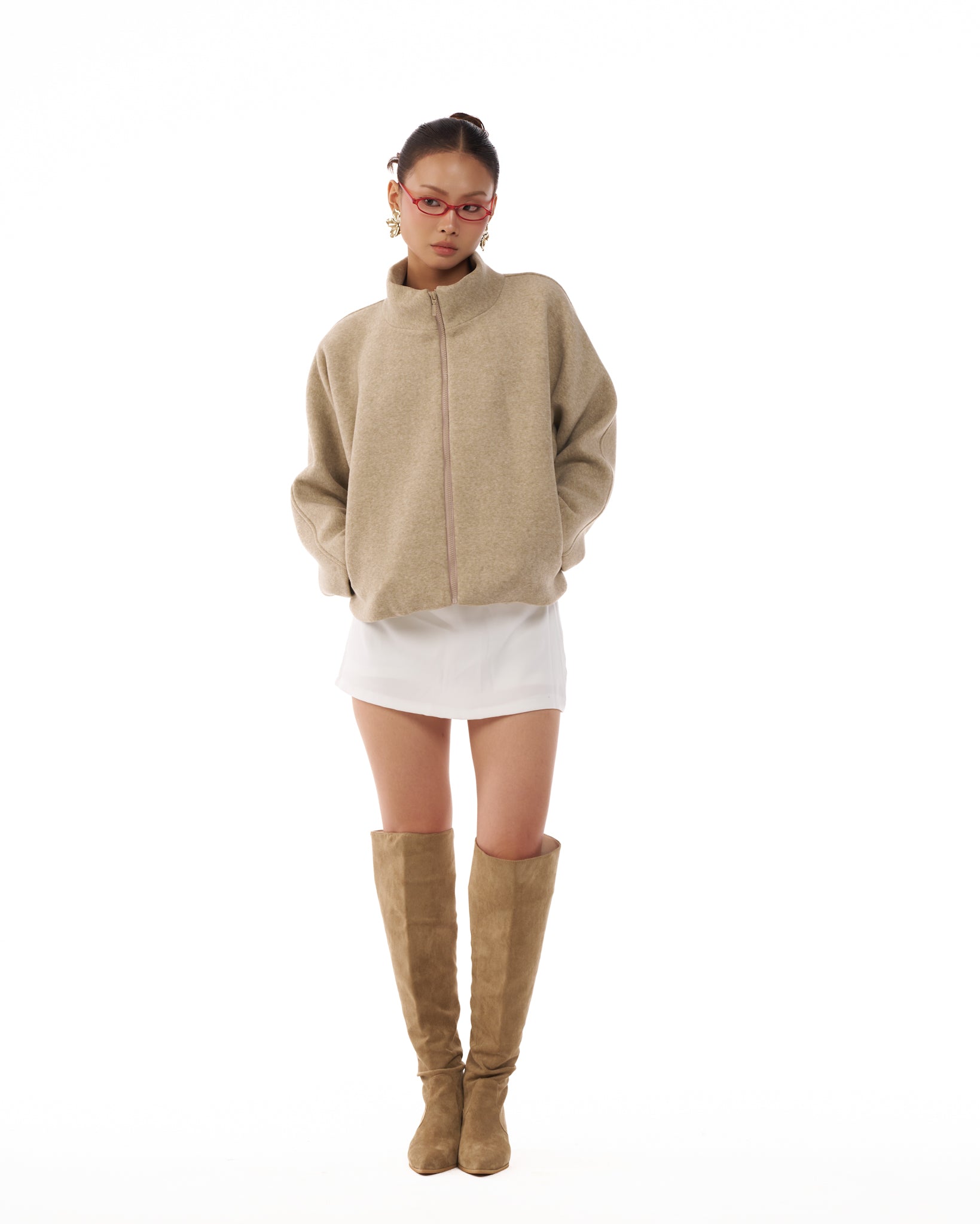 12 Zip Up Teddy Bomber Jacket