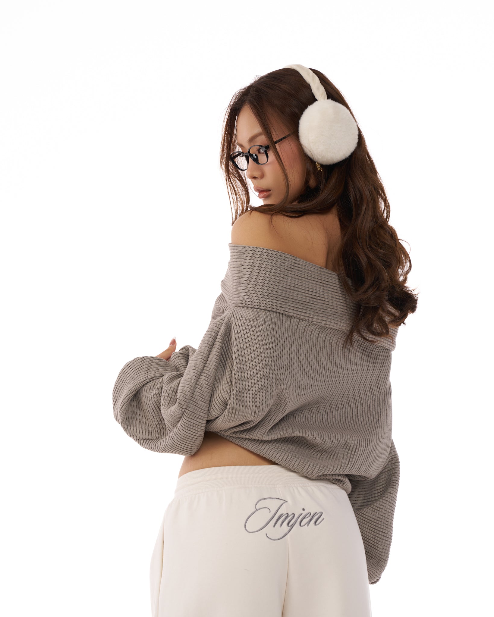 11 Grey Knit Off-Shoulder Top