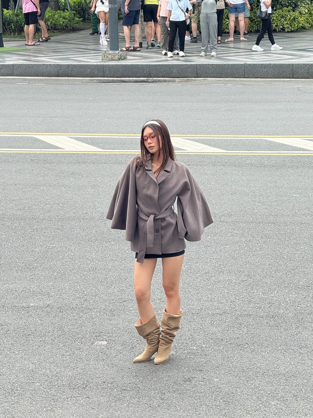 08 Grey Wide Arms Trench Jacket