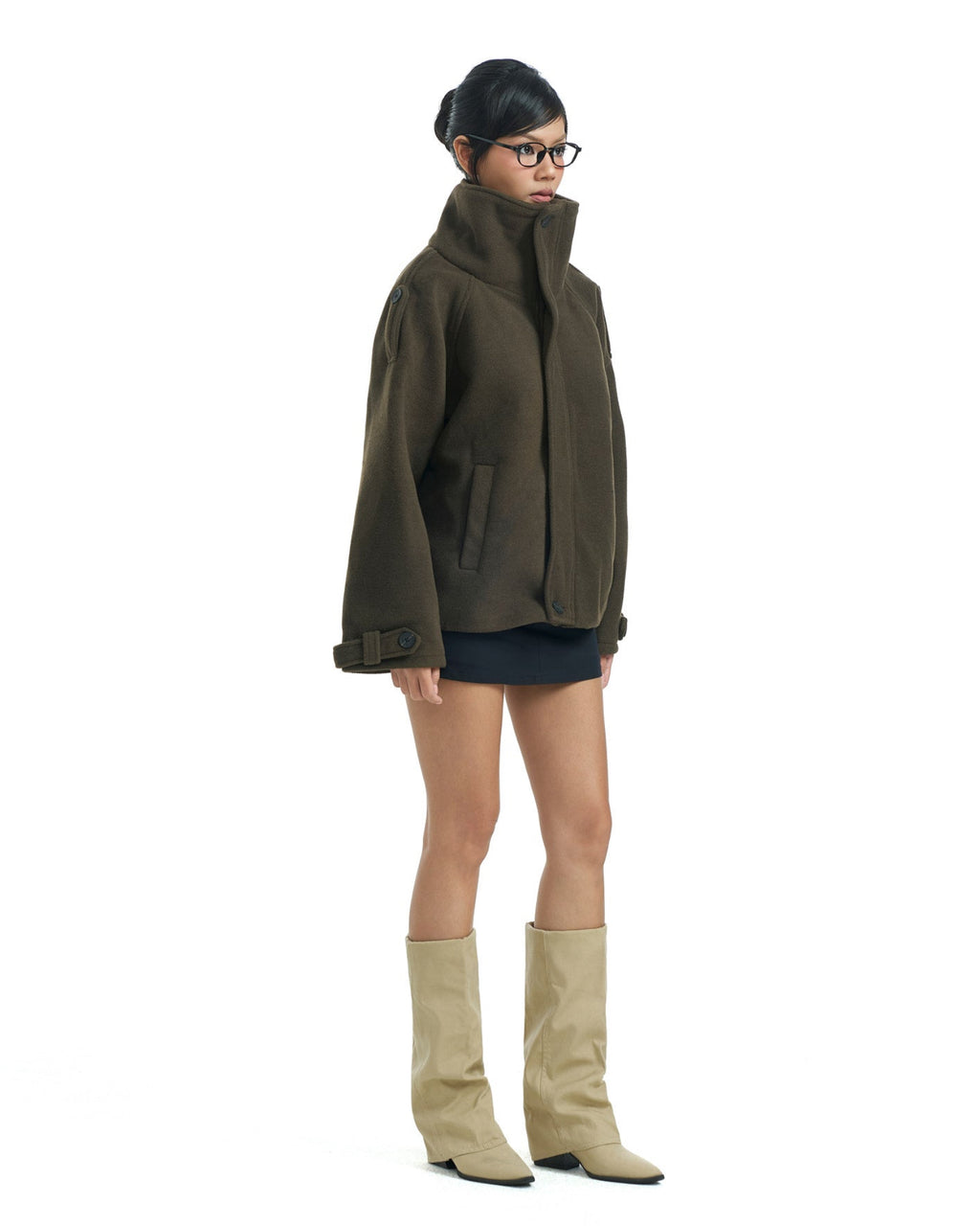 17 High Collar Zip Up Coat