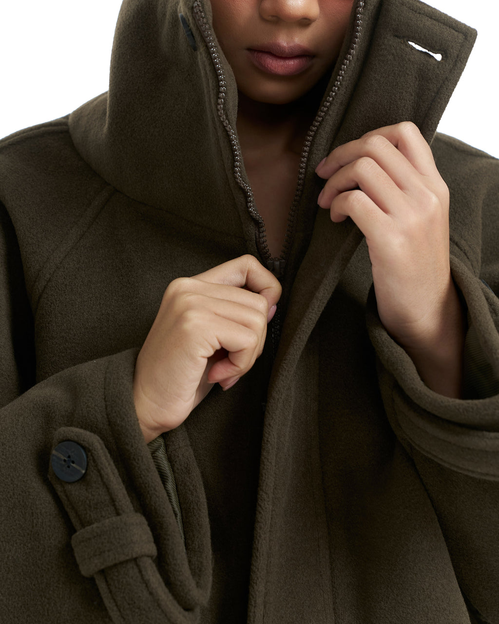 17 High Collar Zip Up Coat